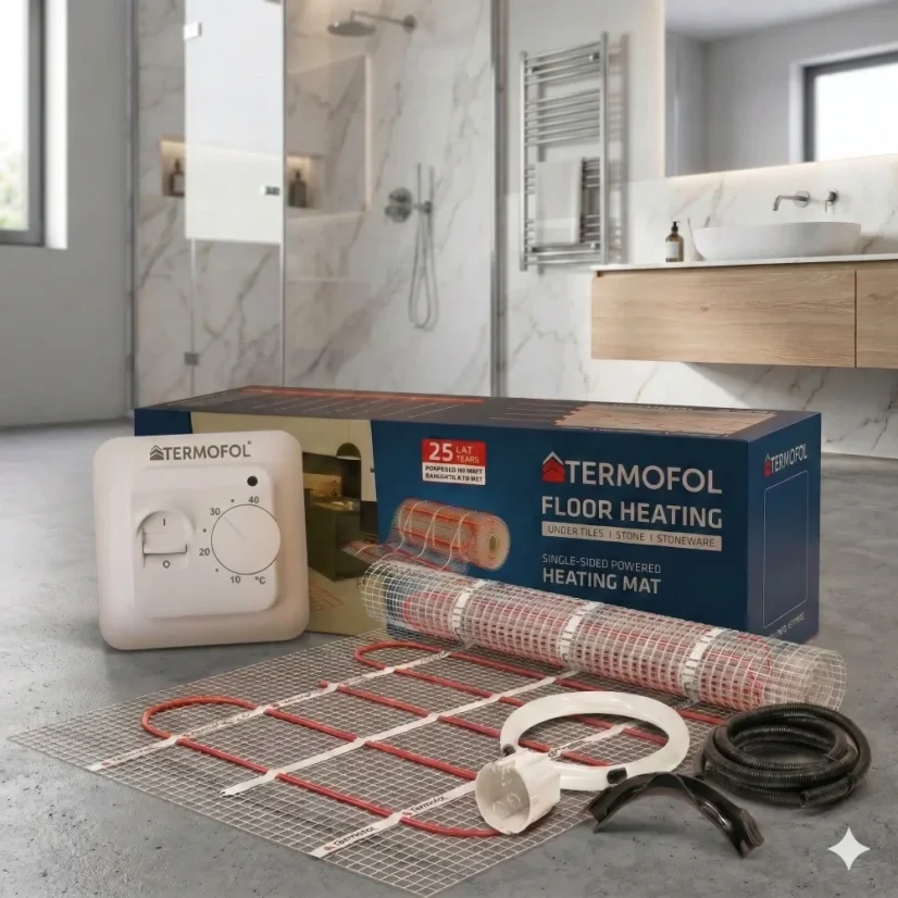 Topná rohož s termostatem H3 (instalační set) - Výkon a rozměry   (zvolte podle toho, jak velkou plochu chcete vytápět): 900 W / 6 m2