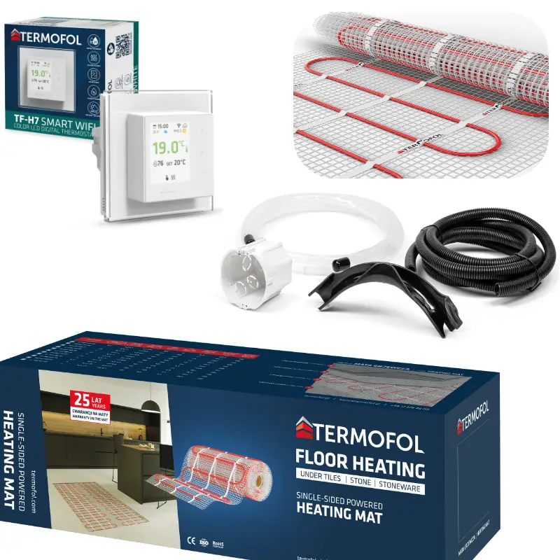Topná rohož s termostatem TF - H7 - WiFi (instalační set) - Výkon a rozměry: 375 W / 2,5 m2 Topná rohož s termostatem TF - H7 - WiFi (instalační set) - Výkon a rozměry: 375 W / 2,5 m2