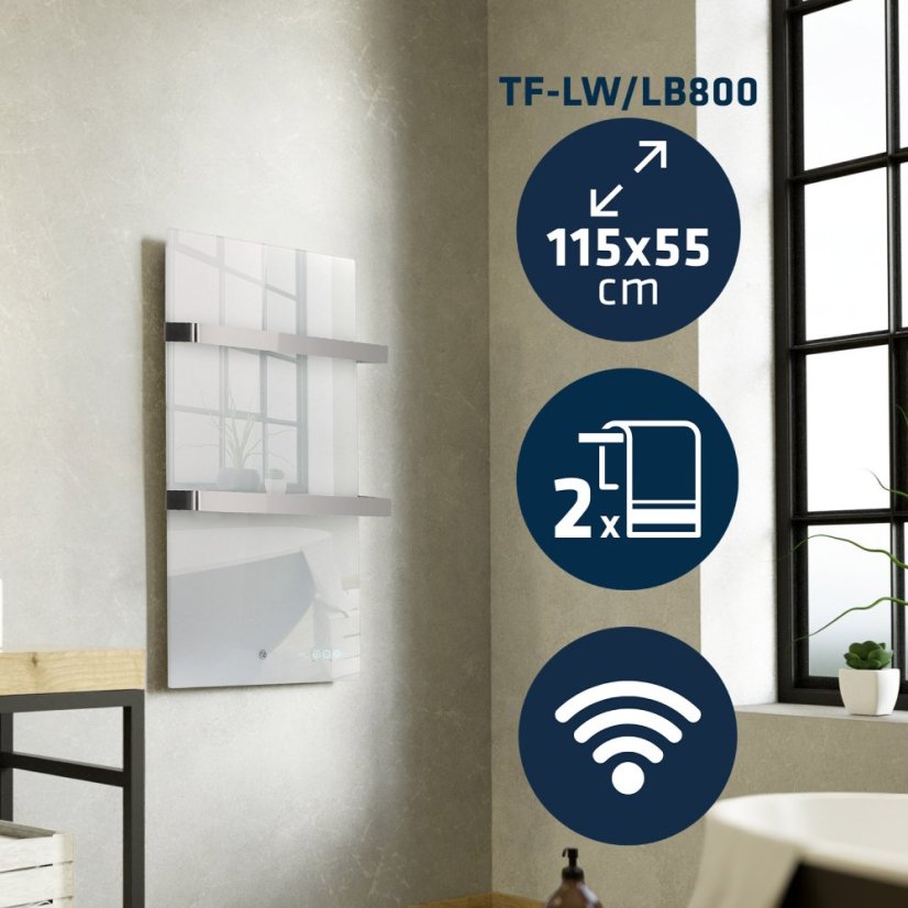 Infrapanel - koupelnový žebřík bílý s WiFi 800W