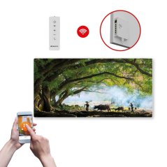 Infrapanel SWT 1000 - WiFi s potiskem vzor 38 (Chytrá detekce otevřeného okna + dálkové ovládání.)
