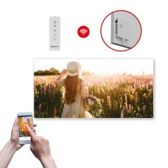Infrapanel SWT 1000 - WiFi s potiskem vzor 40 (Chytrá detekce otevřeného okna + dálkové ovládání.)