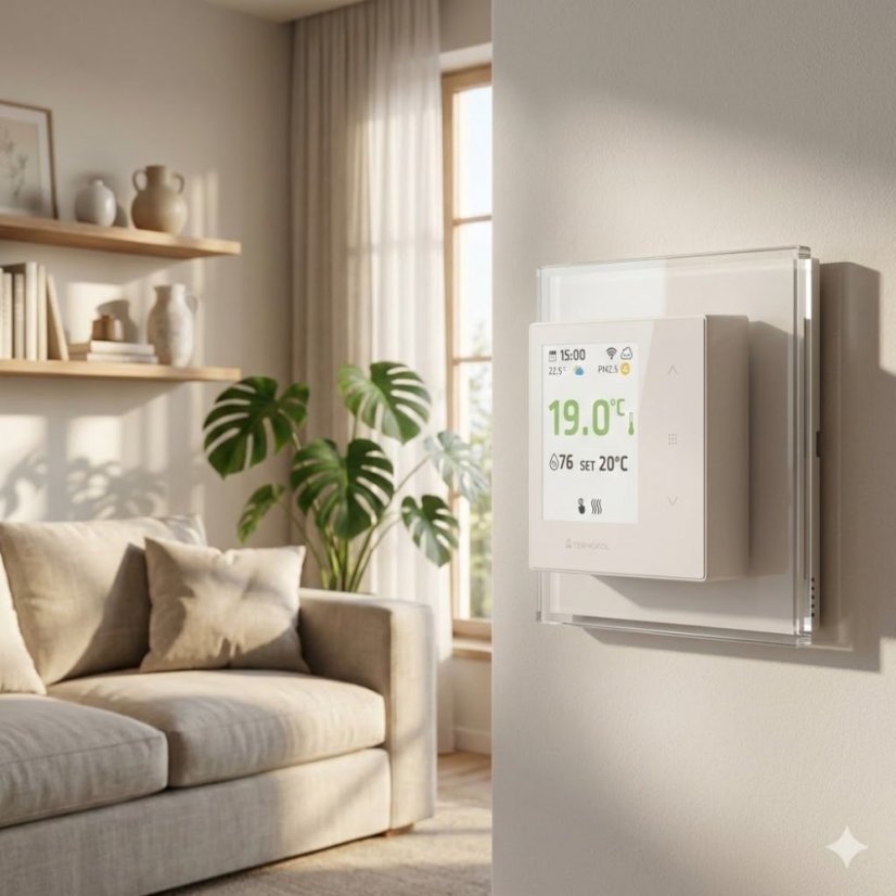 Pokojový termostat TF-H7-WiFi se senzorem prachu - Barva: Černá