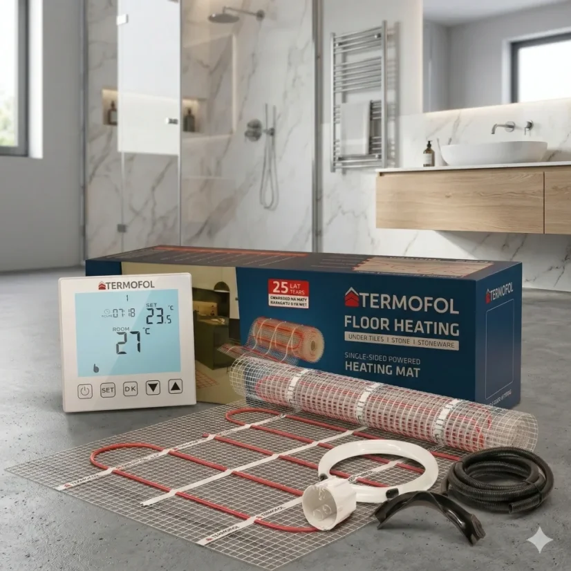 Topná rohož s termostatem H1 (instalační set) - Výkon a rozměry   (zvolte podle toho, jak velkou plochu chcete vytápět): 675 W / 4,5 m2