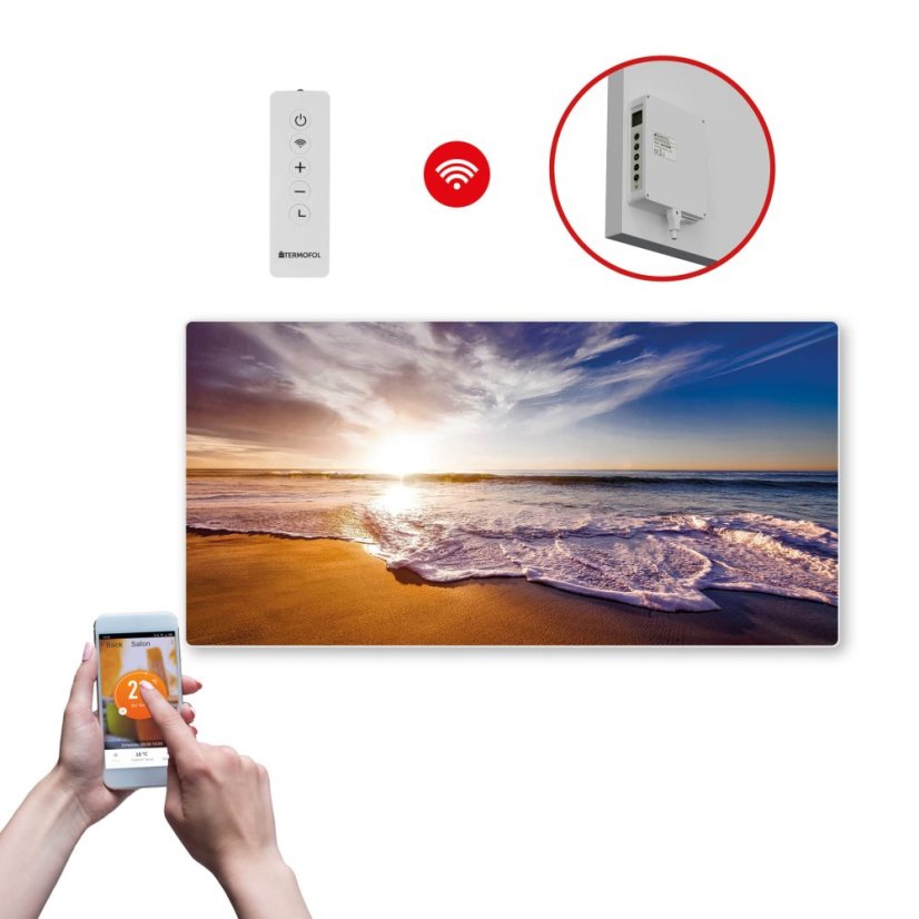 Infrapanel SWT 1000 - WiFi s potiskem vzor 19 (Chytrá detekce otevřeného okna + dálkové ovládání.)